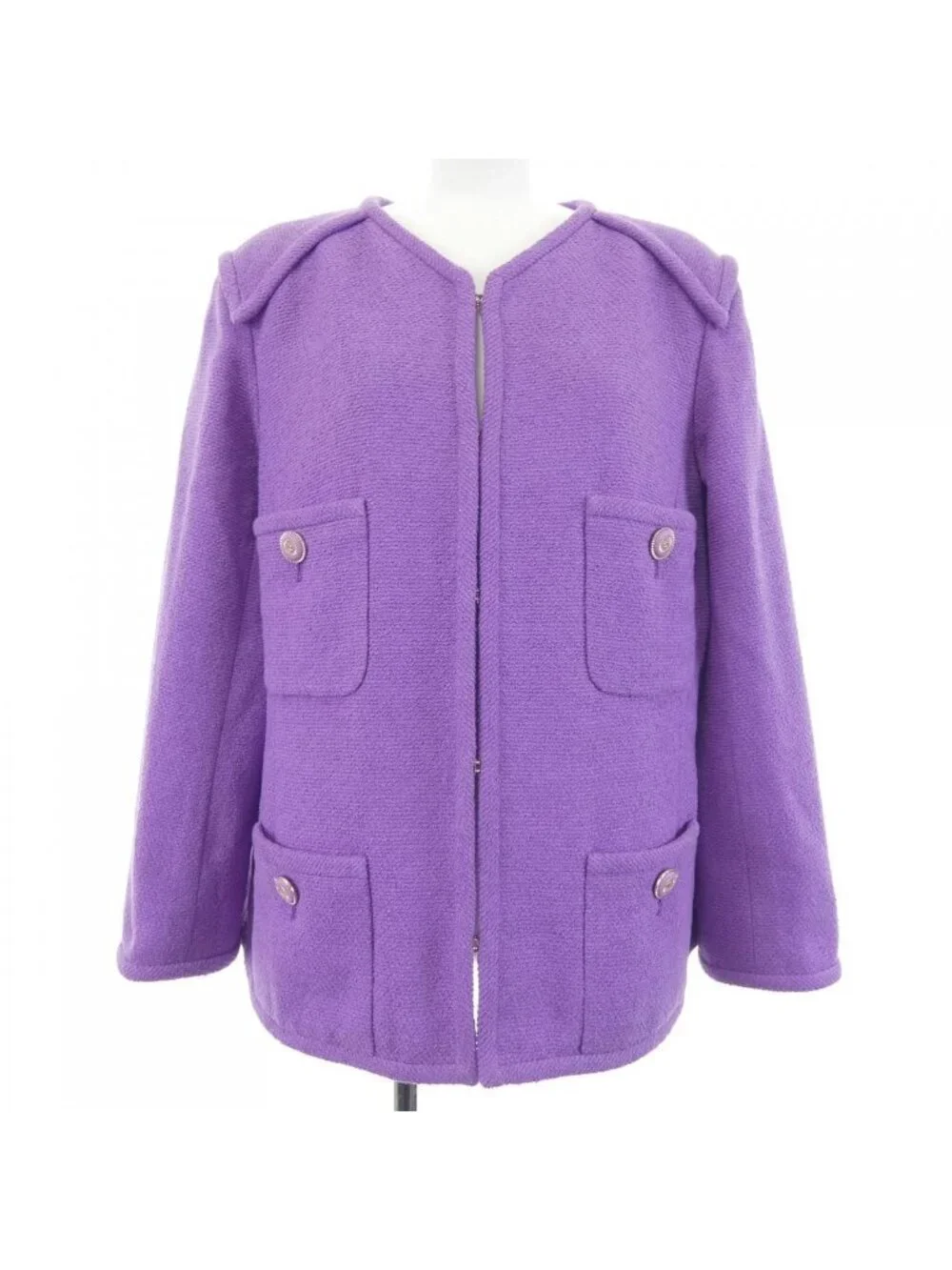 Chanel Collarless Jacket Purple